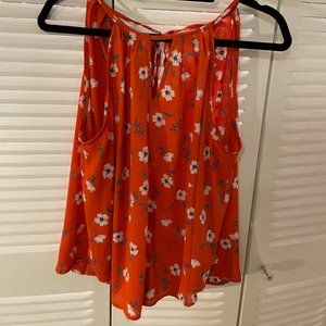 Francesca's orange high neck keyhole top
